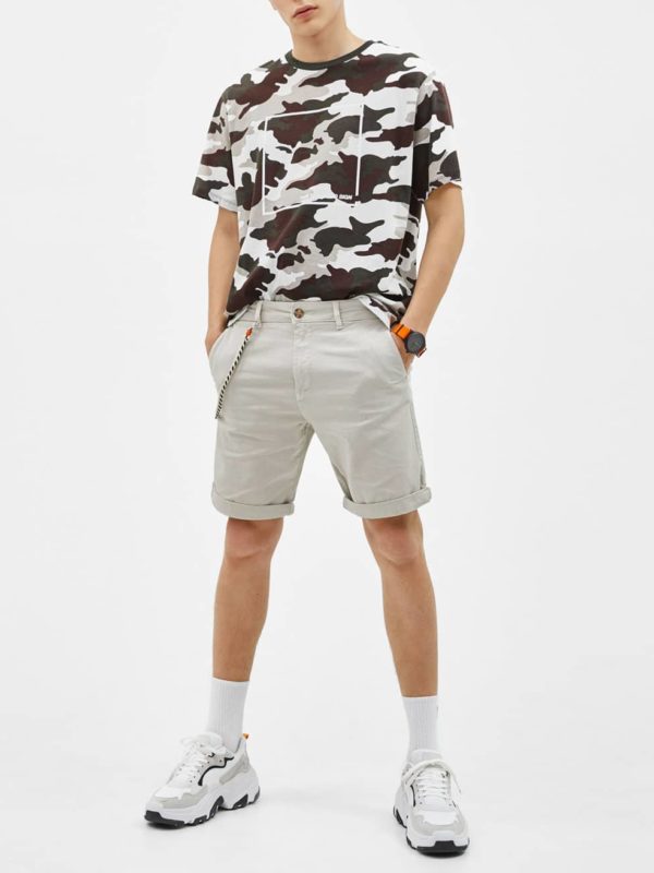 Pale Blue Drawstring Waist Jersey Shorts